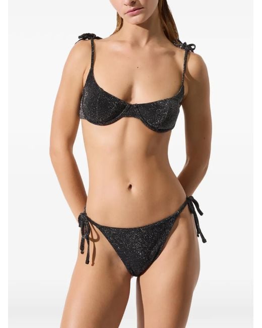 Karl Lagerfeld Black Signature Lurex Underwire Bikini Top