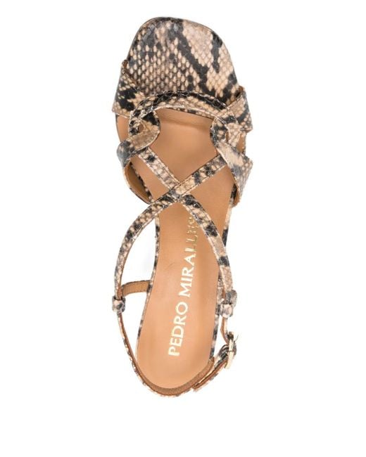 Pedro Miralles Metallic 60Mm Snakeskin-Effect Crisscross Sandals