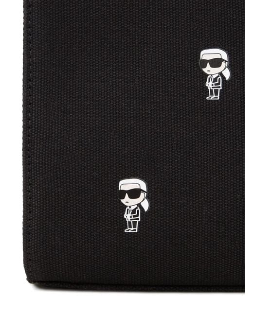 Karl Lagerfeld Black Small Ikon Print Tote Bag