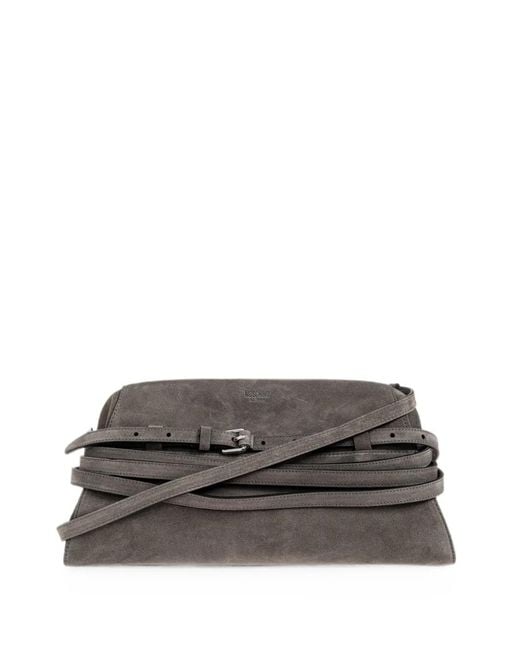 Moschino Gray Large Tie Me Clutch Bag