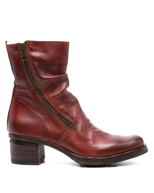 shotof Brown 50Mm Zipped Block-Heel Ankle Boots