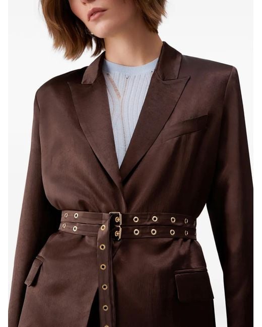 Liu Jo Satijnen Blazer Met Ceintuur in het Brown
