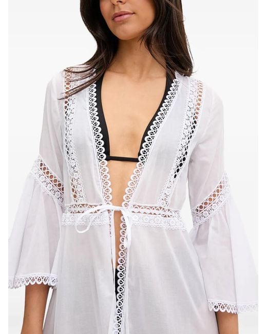 Charo Ruiz White Tiered Beach Cover-Up