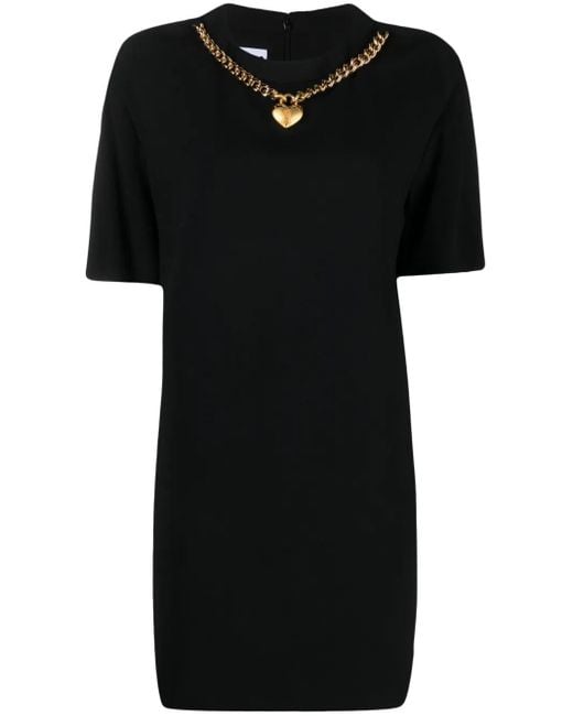 Moschino Black Heart-Charm Crepe Minidress