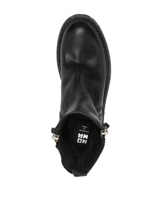 Moma Black Tronchetto Leather Ankle Boots