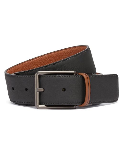 Zegna Black Reversible Leather Belt for men