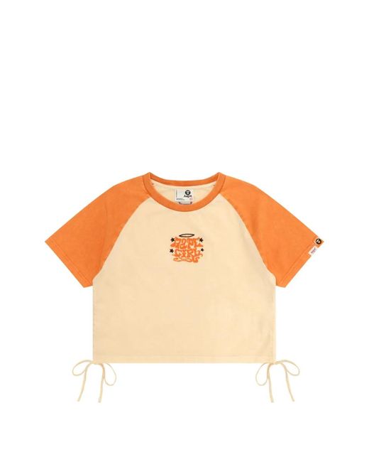 Aape By A Bathing Ape Orange Short-Sleeve Side-Tie T-Shirt