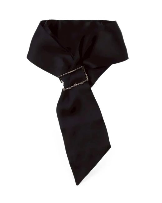YELLOWSWALLOW Black Embellished Silk Scarf