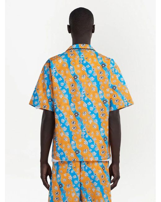 Marni Orange Chemise À Fleurs for men