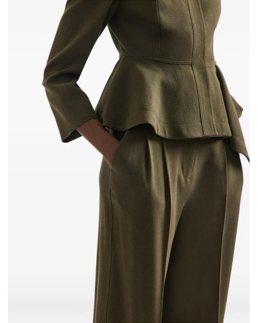 Erdem Green Pleated-Front Tailored Trousers