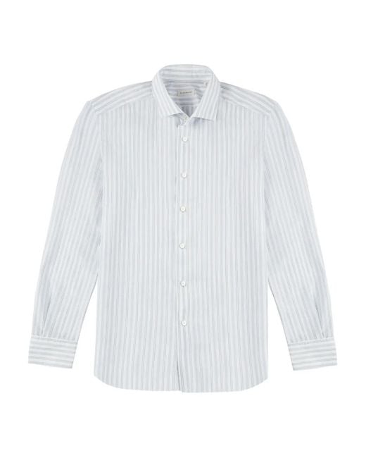Glanshirt Men's White Striped Cotton Shirt