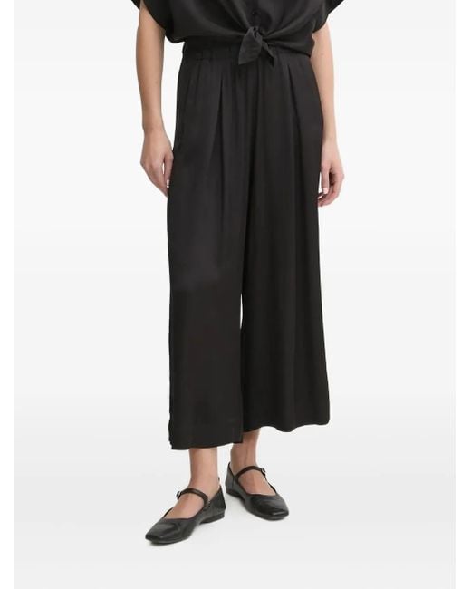 Sessun Black Elastic-Waist Wide-Leg Trousers