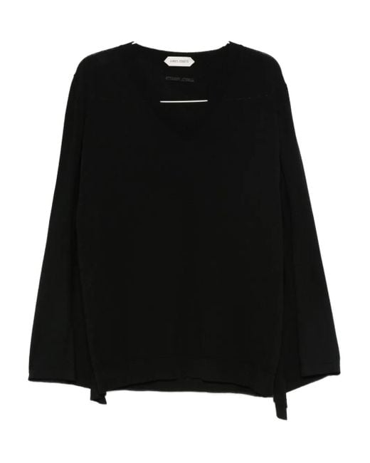 Alberta Ferretti Black Wide-Sleeve Wool Sweater