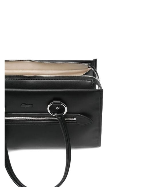 Lacoste Black Medium Ring-Detail Shoulder Bag