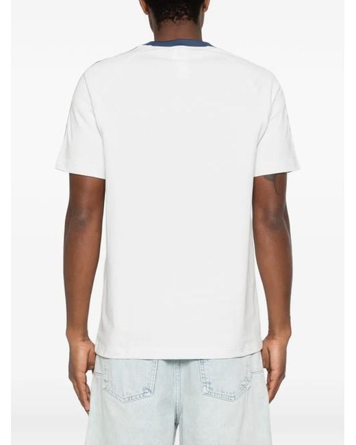 Adidas Blue X Italia Three-Stripe Crew-Neck T-Shirt for men