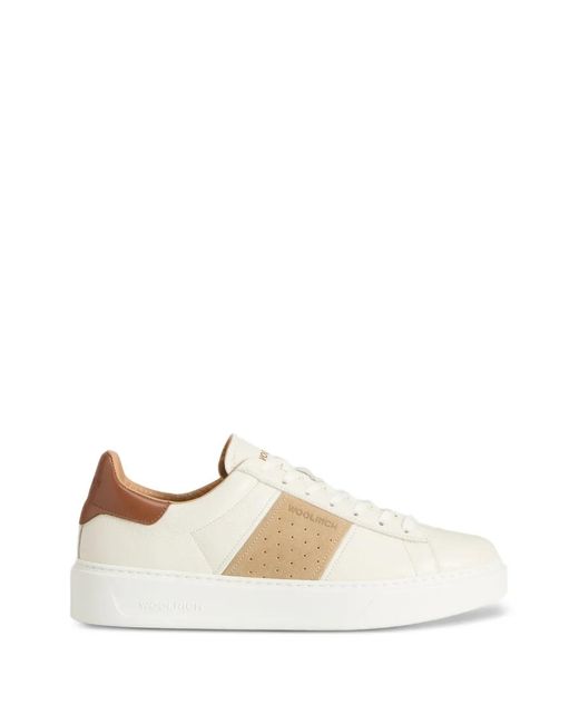 Woolrich White Classic Band Court Panelled Sneakers for men