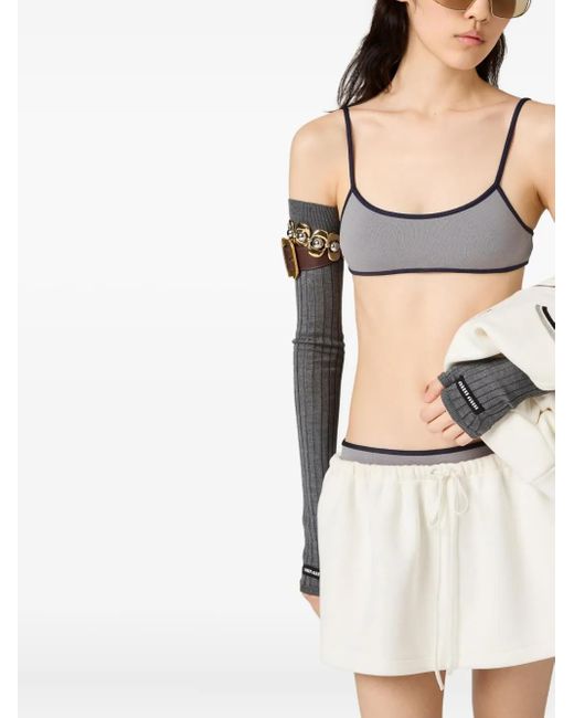 Miu Miu Gray Two-Tone Bikini Top