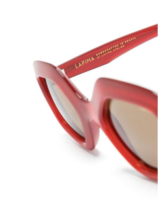 Lapima Red Cecilia Oversized-Frame Sunglasses