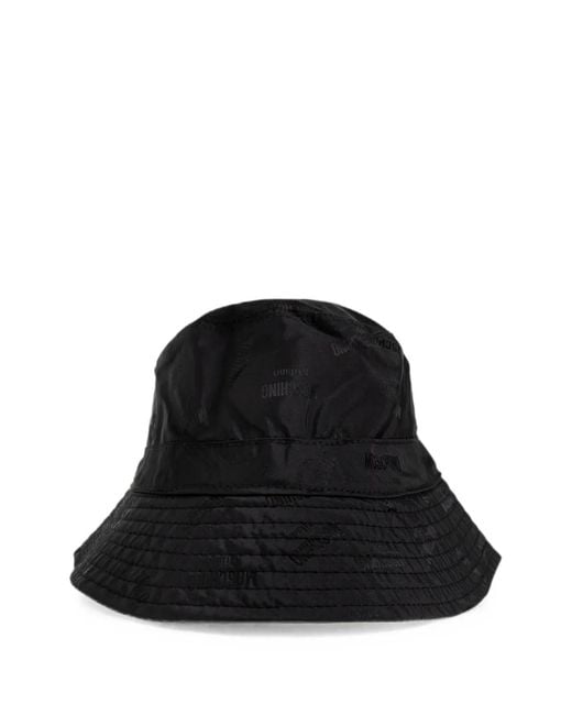 Moschino Black Monogram-Pattern Bucket Hat