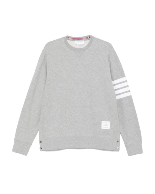Thom Browne White 4-Bar Stripe Cotton Sweatshirt for men