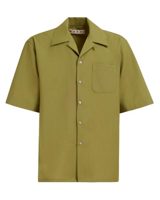 Marni Green Tropical Virgin Wool Shirt for men