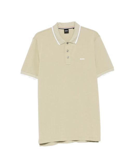 Boss Natural Parlay 190 Logo-Print Tipped Polo Shirt for men