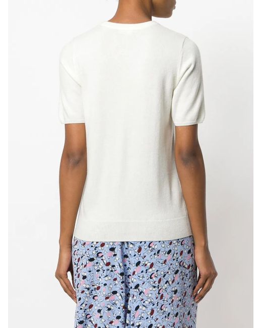 N.Peal Cashmere White Cashmere Round Neck T-Shirt