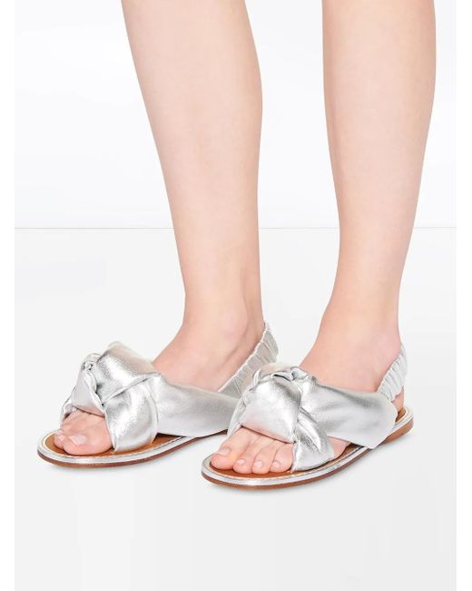 Miu Miu White Knotted Flat Sandals