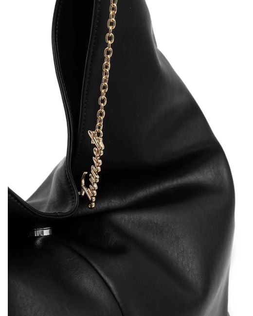 Twinset Black Small Logo-Charm Tote Bag