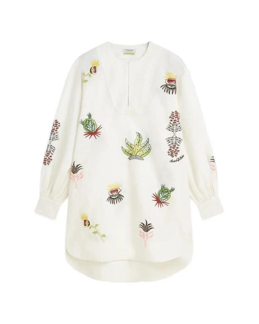Scotch & Soda White Embroidered Long-Sleeve Mini Dress