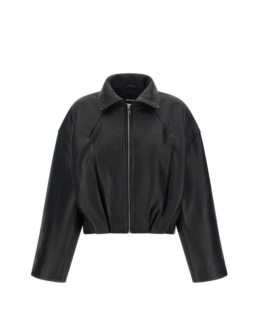 ROTATE BIRGER CHRISTENSEN Black Boxy Leather Jacket