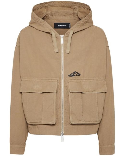 DSquared² Natural Logo-Print Hooded Jacket for men