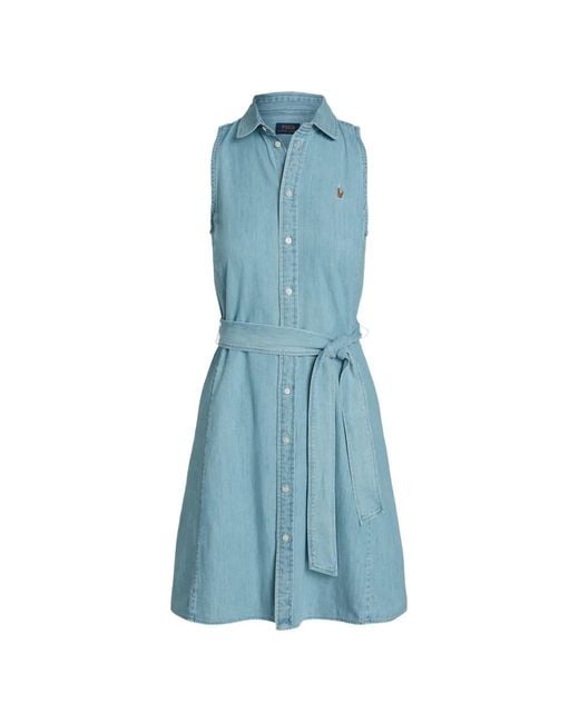 Polo Ralph Lauren Blue Collared Belted Mini Dress
