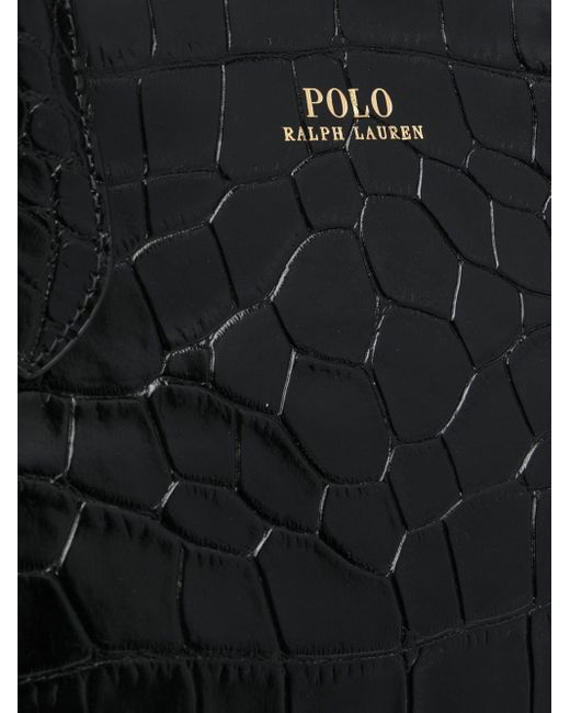 Polo Ralph Lauren Leather Medium Bellport Croc-embossed Tote Bag in Black -  Lyst