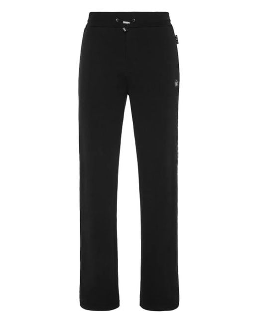 Philipp Plein Black Fleece Tracksuit Pants Plein Tape for men