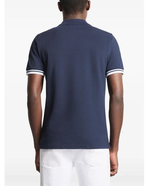 Fay Blue Striped Piqued Short-Sleeves Polo Shirt for men