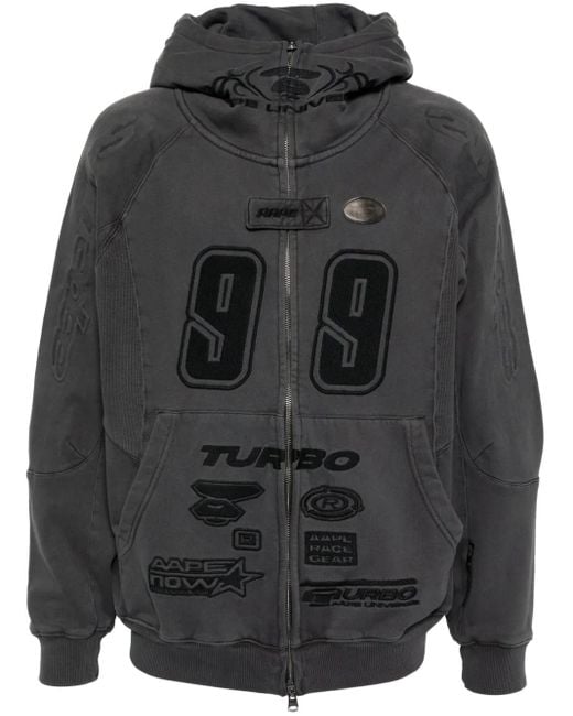 Aape By A Bathing Ape Black Motifs-Embroidered Hoodie for men