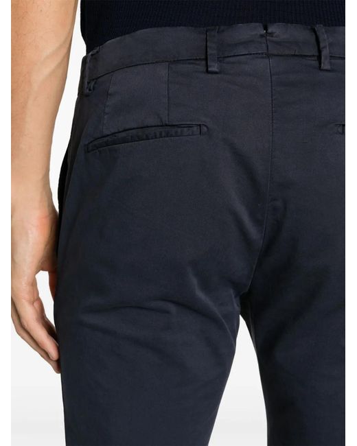 Briglia 1949 Blue Low-Rise Stretch-Cotton Tapered Chinos for men