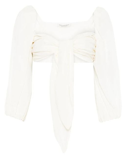 Philosophy Di Lorenzo Serafini White Draped-Detail Top