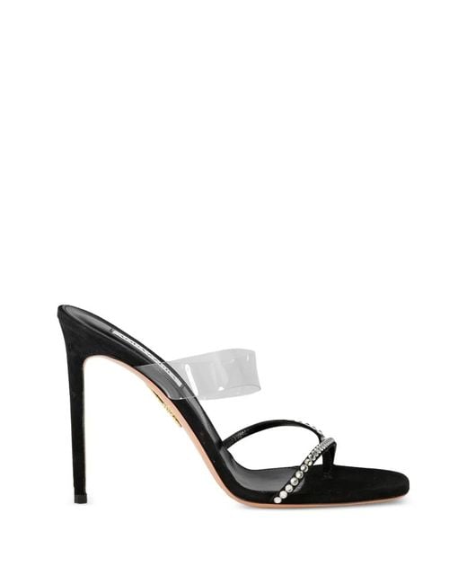 Aquazzura Black Movie Rhinestone-Strap Sandals