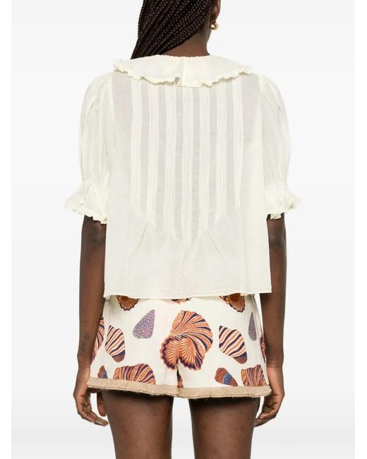 Doen White Henri Ruffled Blouse