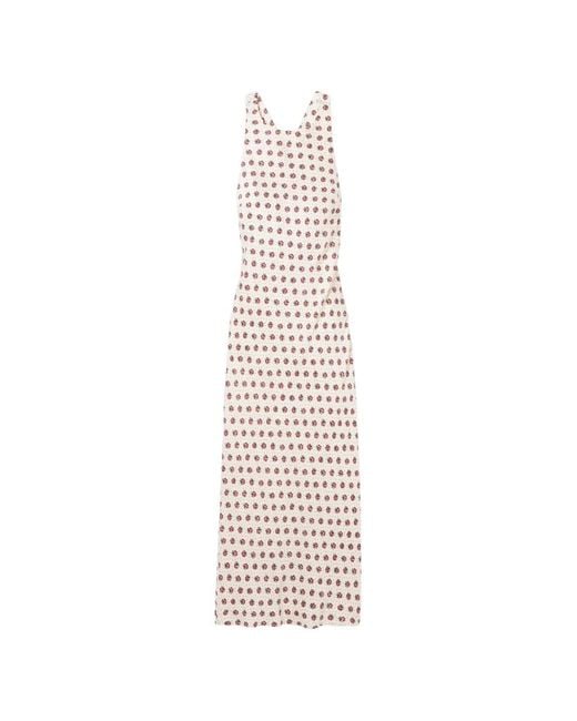 Claudie Pierlot White Printed Satin Midi Dress