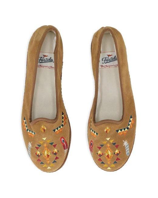 Fortela White Frutate Geometric-Embroidery Pumps
