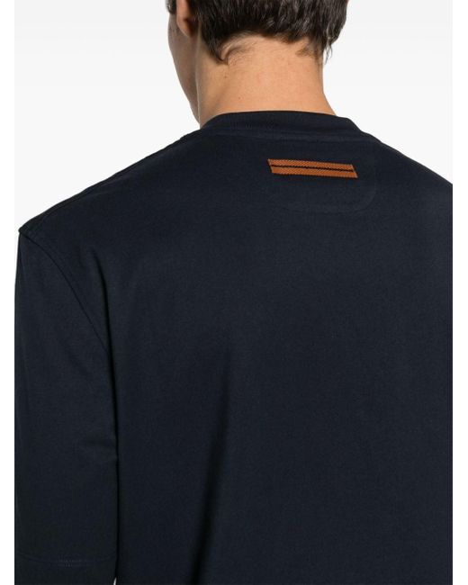 T-shirt en coton à logo appliqué Zegna pour homme en coloris Black
