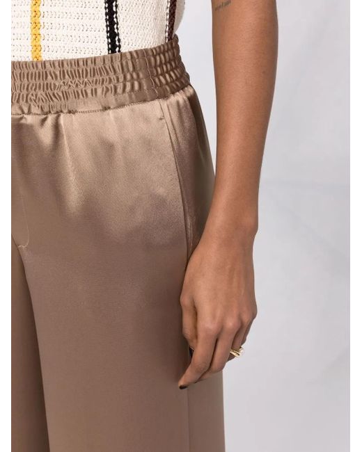 PT Torino Brown Wide-Leg Elasticated Trousers