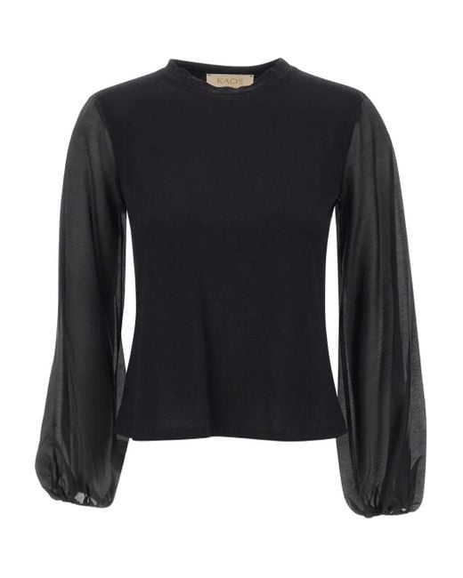 Blusa de manga balloon Kaos de color Black