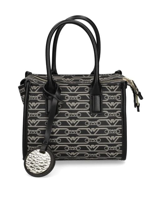Emporio Armani Black Monogram-Patterned Mini Bag