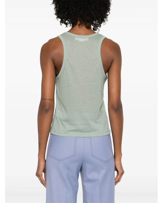 Victoria Beckham Green Crepe Tank Top