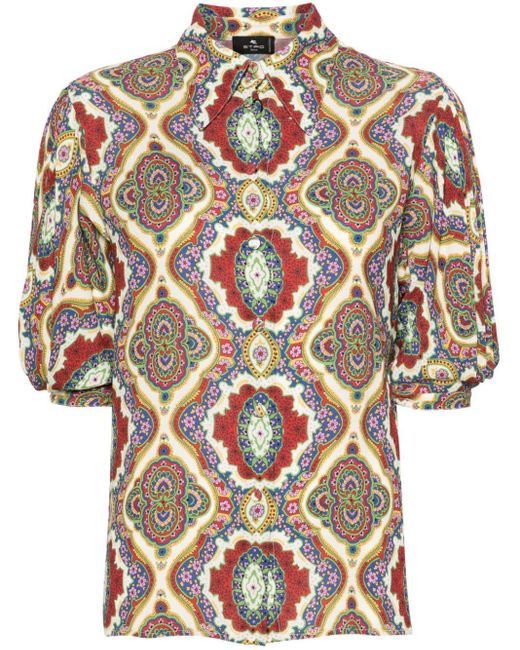 Etro Red Graphic-print Cady Blouse