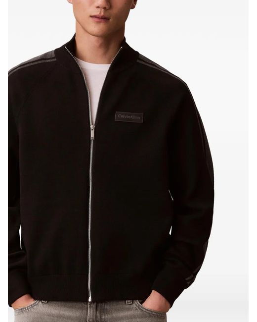 Calvin Klein Blue Logo-Patch Side-Stripe Jacket for men
